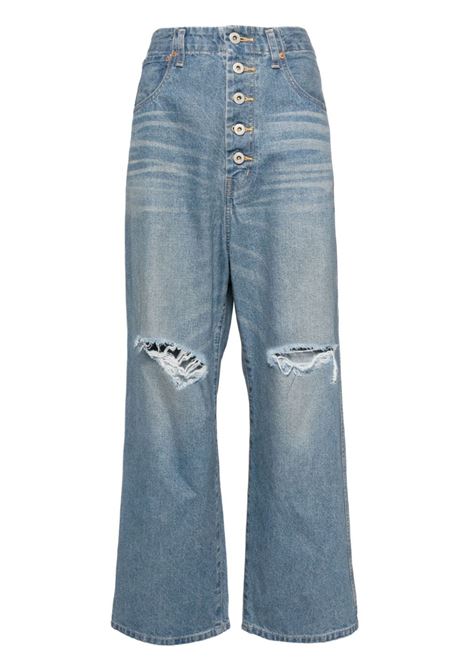 Jeans dritti con effetto vissuto in blu Junya watanabe - donna